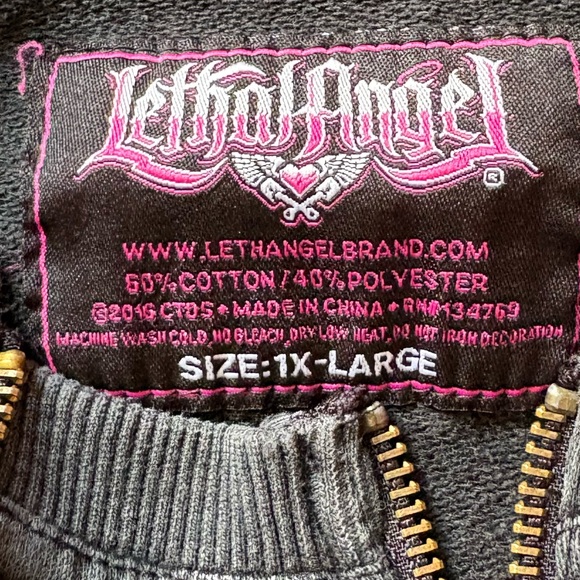 Lethal Angel Vintage Wash Zip-Up Hoodie - Picture 3 of 14